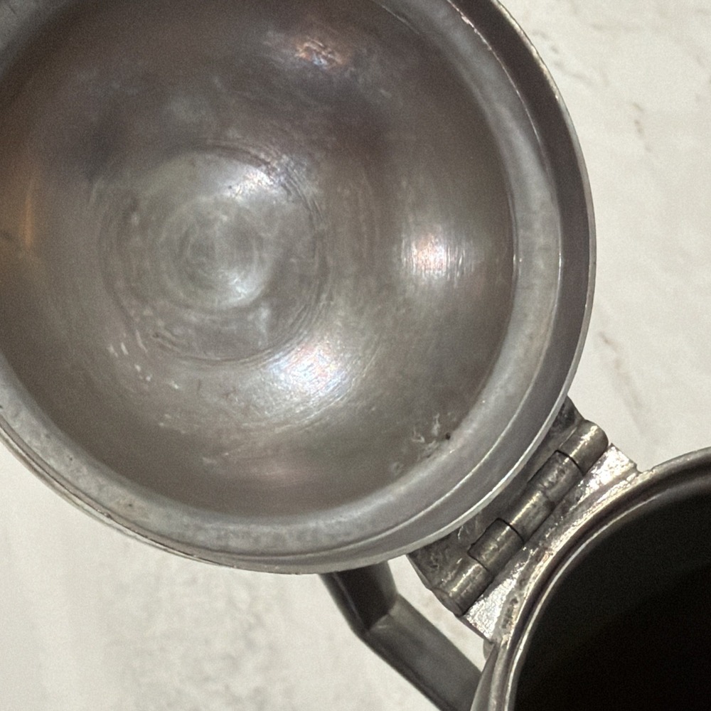 Antique 19th C Pewter Lighthouse Coffee Pot Copper Bottom 1671 Hinged Lid 9" - Picture 13 of 16